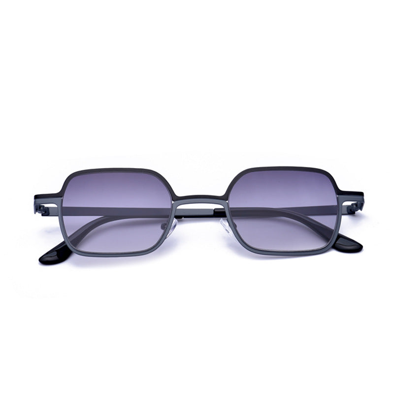 Wholesale Small Frame Stainless Steel Two-color PC Sunglasses